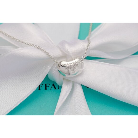 Tiffany & Co Vintage Bean Necklace Elsa Peretti11mm Pendant in Silver 16" Chain - Picture 6 of 8